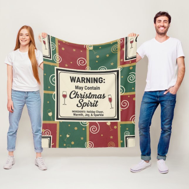 Warning May Contain Christmas Spirit Holiday  Fleecefilt (På plats)