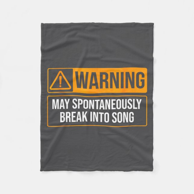 Warning May Sntaneously Break Into Song Funny Musi Fleecefilt (Framsidan)