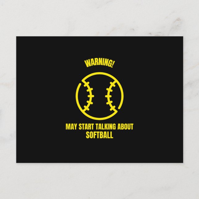 Warning may start talking about softball funny bas vykort (Framsida)