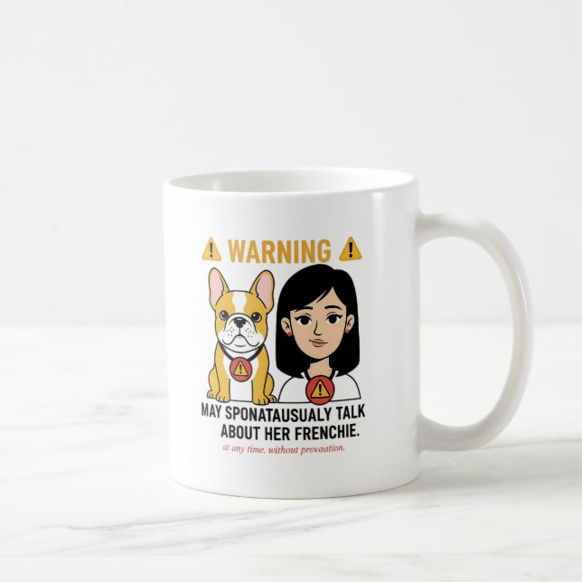 Warning May Talk About Her Frenchie Funny Design Kaffemugg (Höger)