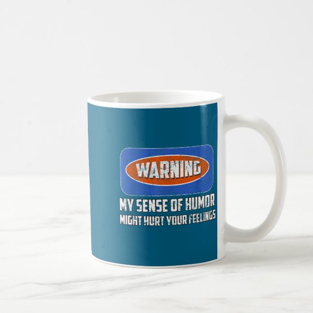 Warning My Sense Of Humor Funny Quote Retro Shirt  Kaffemugg (Höger)