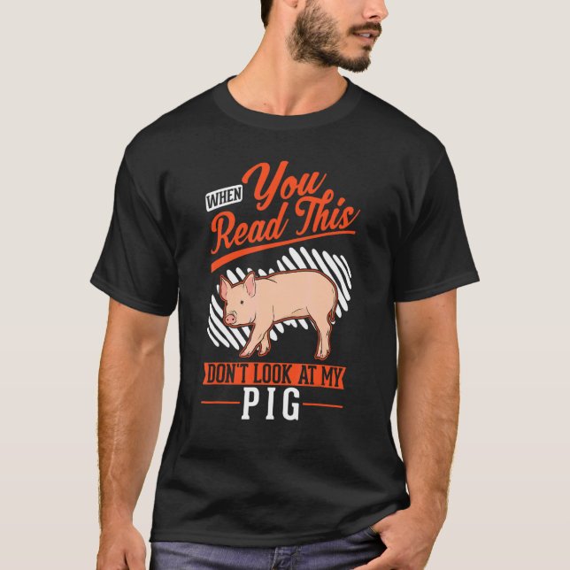Warning Piggy Farmer Pig T Shirt (Framsida)