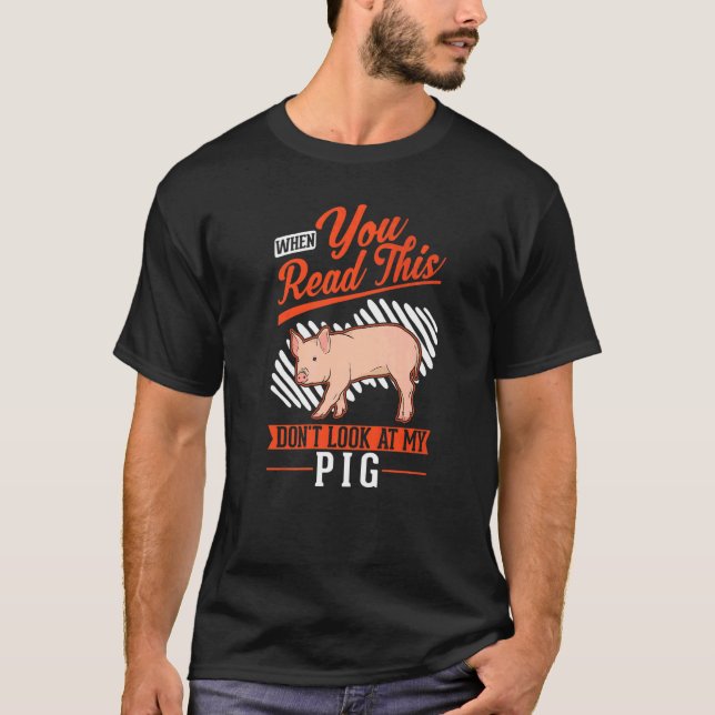 Warning Piggy Farmer Pig   T Shirt (Framsida)