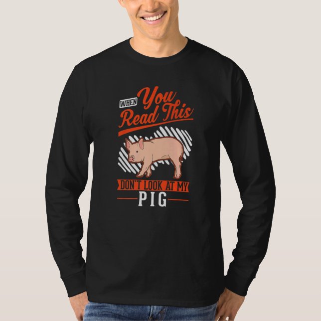 Warning Piggy Farmer Pig   T Shirt (Framsida)