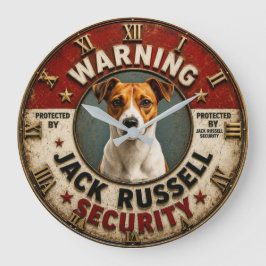 Warning Protected by Jack Russell Security Funny Stor Klocka
