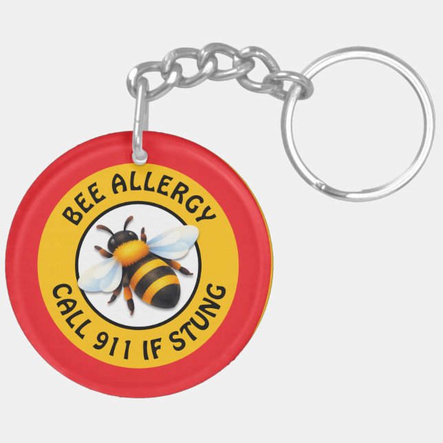 Warning Severe BEE Allergy Alert Button (Vänster Baksida)