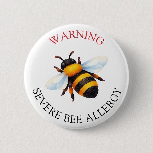 Warning Severe BEE Allergy Alert Button Knapp (Framsida)
