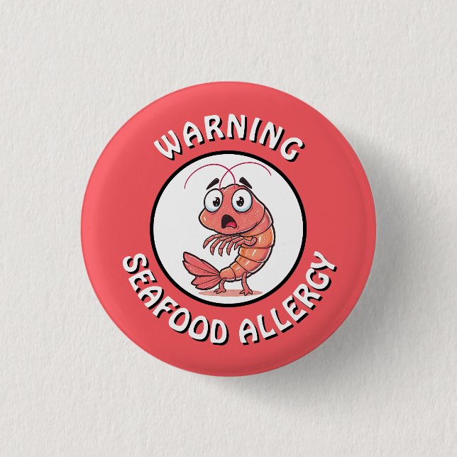 Warning Severe Seafood Allergy Alert Button Knapp (Framsida)