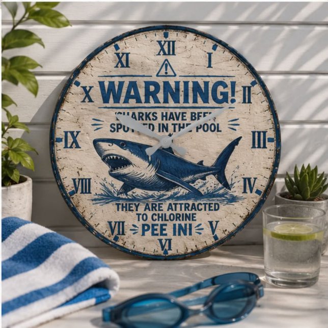 Warning! Sharks Have Been Spotted in This Pool  Stor Klocka (Skapare uppladdad)