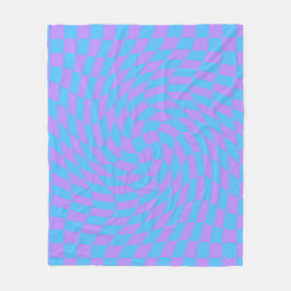 Warped Blek-Blue och Lavender Checker Fleecefilt