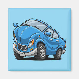 Warped Blue Cartoon Auto Magnet