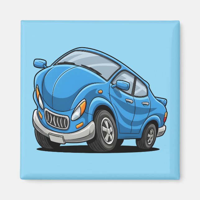 Warped Blue Cartoon Auto Magnet (Framsidan)