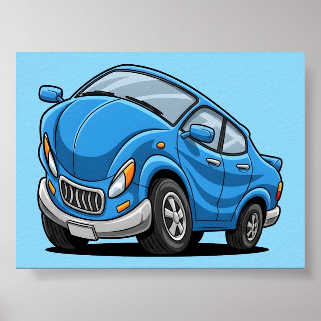 Warped Blue Cartoon Auto Poster (Framsidan)