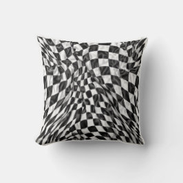 Warped Checkerboard Pattern | Soft Optical Illusio Kudde