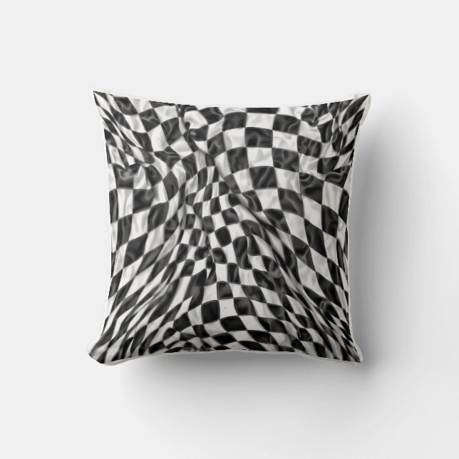 Warped Checkerboard Pattern | Soft Optical Illusio Kudde (Framsida)