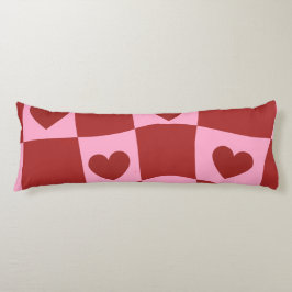 Warped Crimson Pink Checkerboard Pillow Kroppskudde