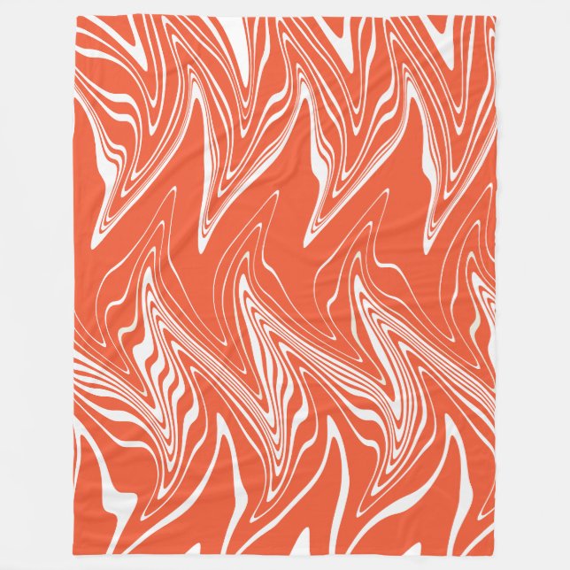 Warped - Orange och vit Fleecefilt (Framsidan)