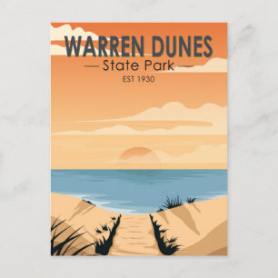 Warren Dunes State Park Michigan Retro Vykort
