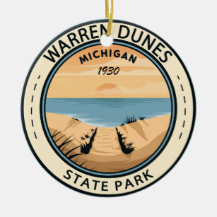 Warren Dunes State Park Michigan Vintage Julgransprydnad Keramik