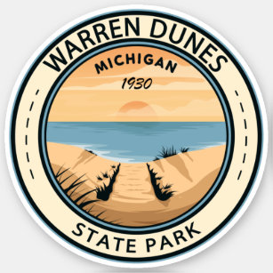 Warren Dunes State Park Michigan Vintage Klistermärken