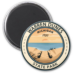 Warren Dunes State Park Michigan Vintage Magnet