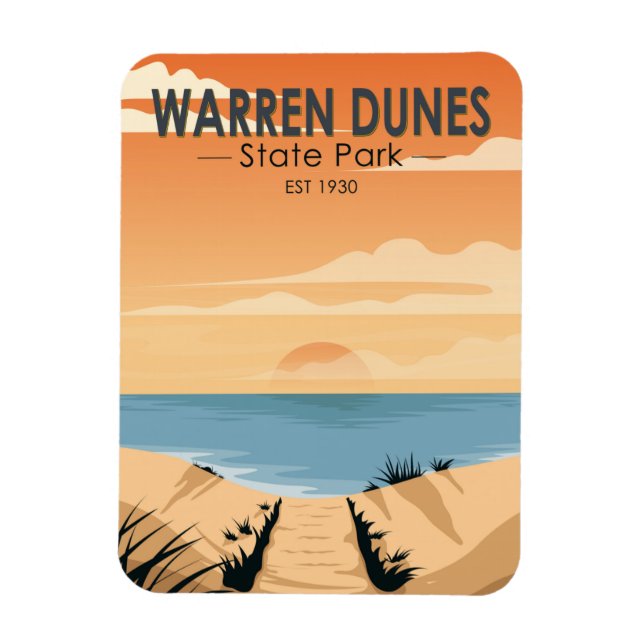 Warren Dunes State Park Michigan Vintage Magnet (Vertikal)