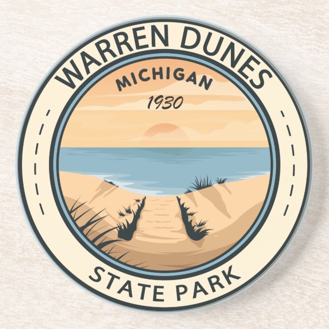 Warren Dunes State Park Michigan Vintage Underlägg (Framsidan)