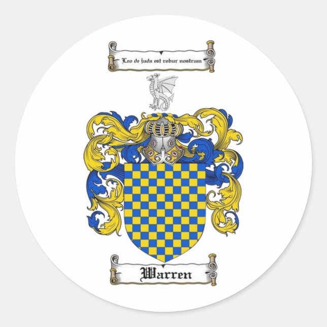 Warren Family Crest Runt Klistermärke (Framsida)