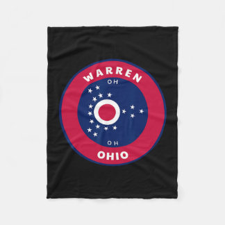 Warren Ohio Oh Flag Dge Roundlet Souvenir  Fleecefilt