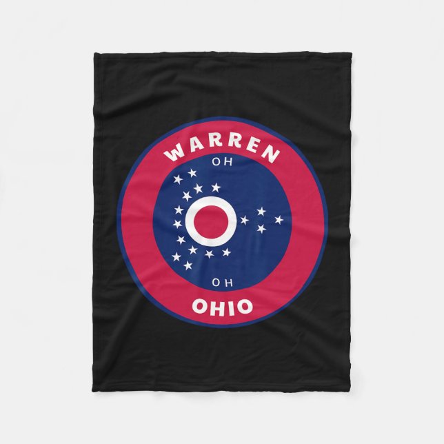 Warren Ohio Oh Flag Dge Roundlet Souvenir  Fleecefilt (Framsidan)