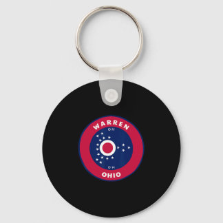 Warren Ohio Oh Flagga Dge Rundlet Souvenir  Nyckelring