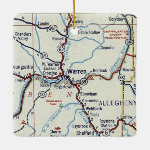 Warren PA Antik Karta Julgransprydnad Keramik