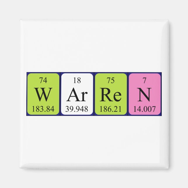 Warren Periodisk bord namn magnet (Framsidan)