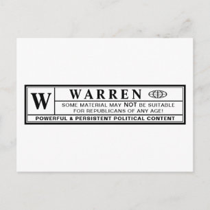 Warren Warning Label Vykort