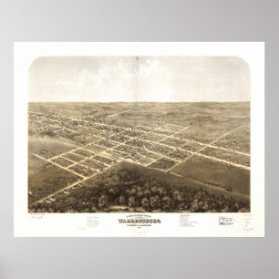 Warrensburg Missouri 1869 Antique Panoramic Karta Poster