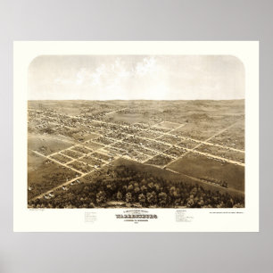 Warrensburg, MO Panoramic Karta - 1869 Poster