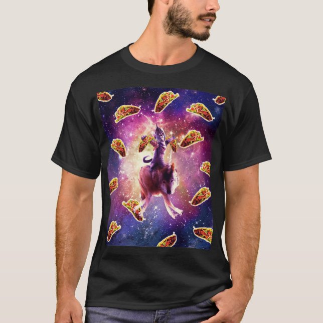 Warriary Space Cat On Varg Unicorn T Shirt (Framsida)