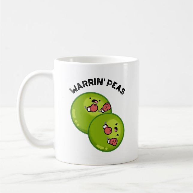 Warrin Peace Funny Pea Pun Kaffemugg (Vänster)