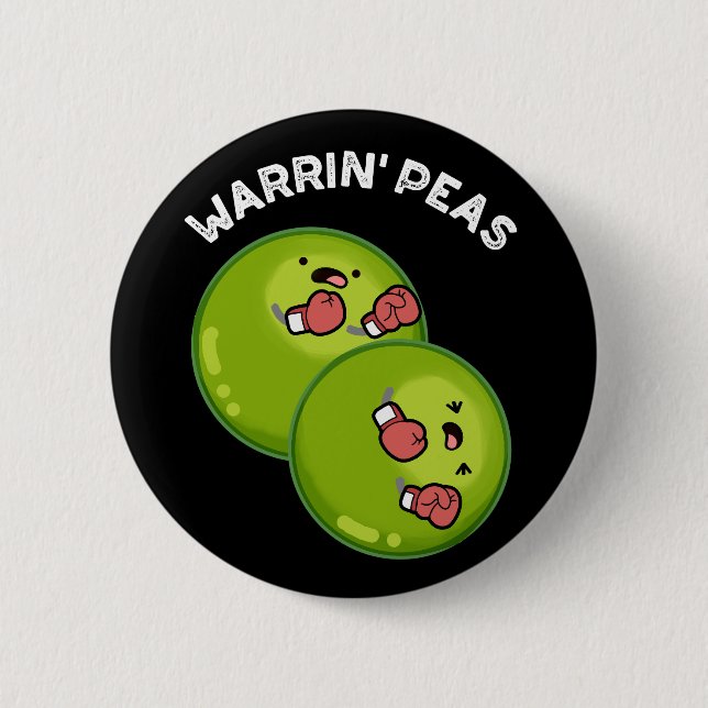 Warrin Peace Funny Pea Pun Mörk BG Knapp (Framsida)