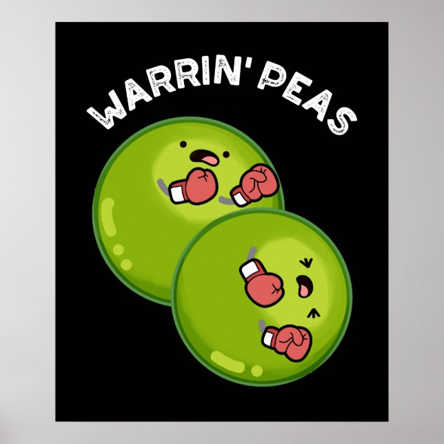 Warrin Peace Funny Pea Pun Mörk BG Poster (Framsidan)