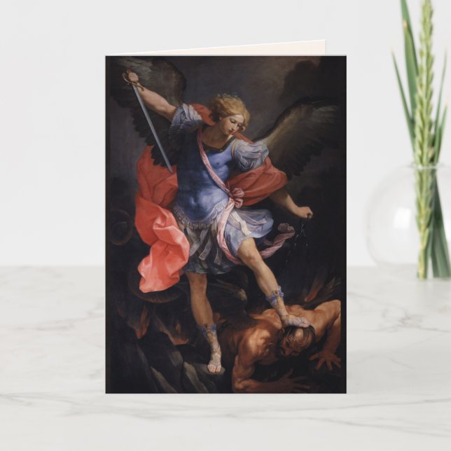 Warrior Angel Michael Defeats Satan Guido Reni Car Kort (Framsida)