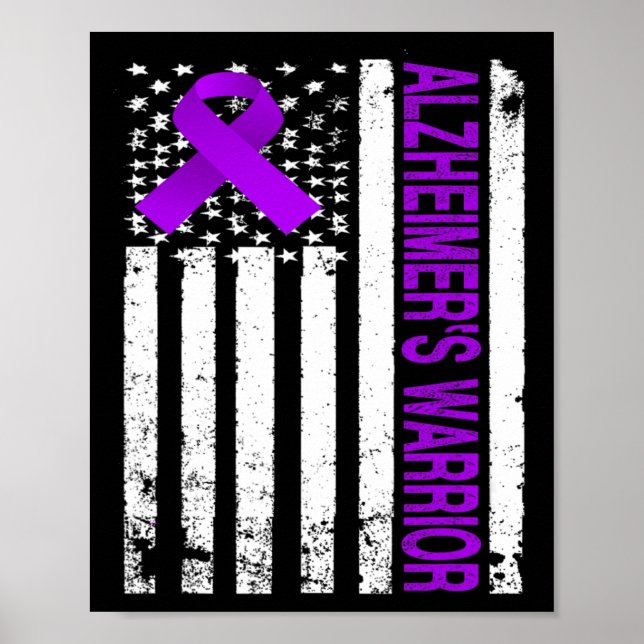 Warrior Awareness - Amerikansk Flagga Lila Band  Poster (Framsidan)