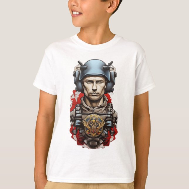 Warrior Bläck: Ukrainas militärpris T-Shirt De (Framsida)