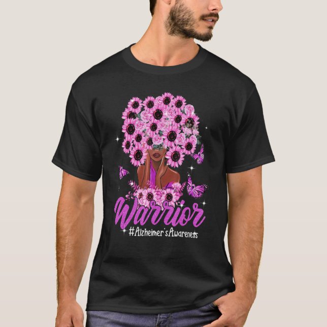 Warrior Black Women Solros Hair Alzheimers's Awa T Shirt (Framsida)