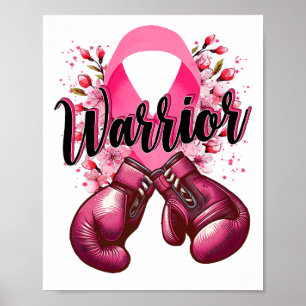 Warrior Boxing-handskar Rosa Ribbon Breast Cancer Poster