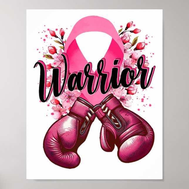 Warrior Boxing-handskar Rosa Ribbon Breast Cancer  Poster (Framsidan)