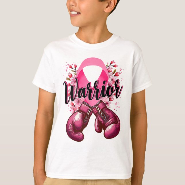 Warrior Boxing-handskar Rosa Ribbon Breast Cancer  T Shirt (Framsida)
