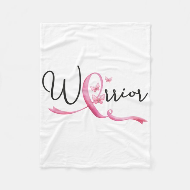 Warrior Breast Cancer Month Butterflies Rosa Ribbo Fleecefilt (Framsidan)