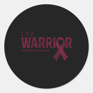 Warrior Burgundy Ribbon Amyloidosis Awareness Runt Klistermärke