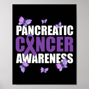 Warrior Butterfly Lila Ribbon Pancreatic Cancer Poster